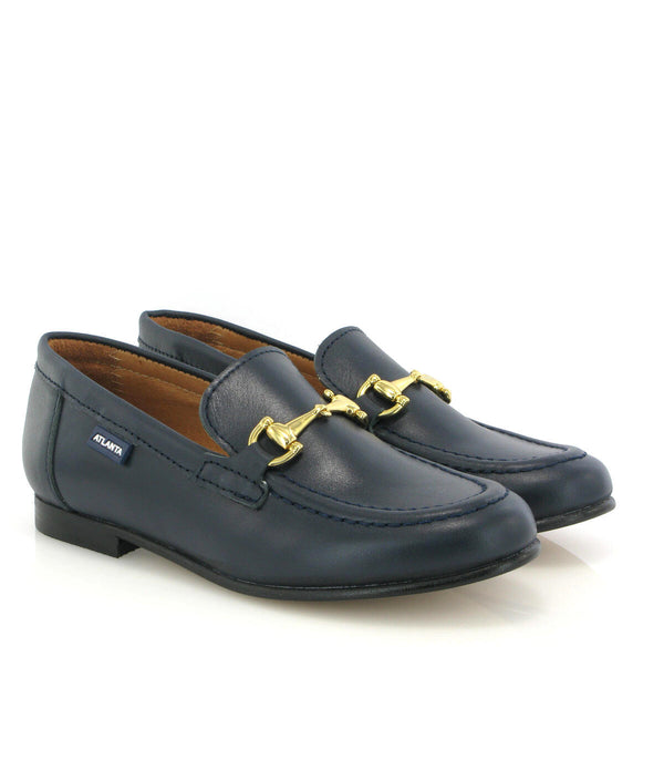 Atlanta Blue Navy Smooth Loafer With Buckle