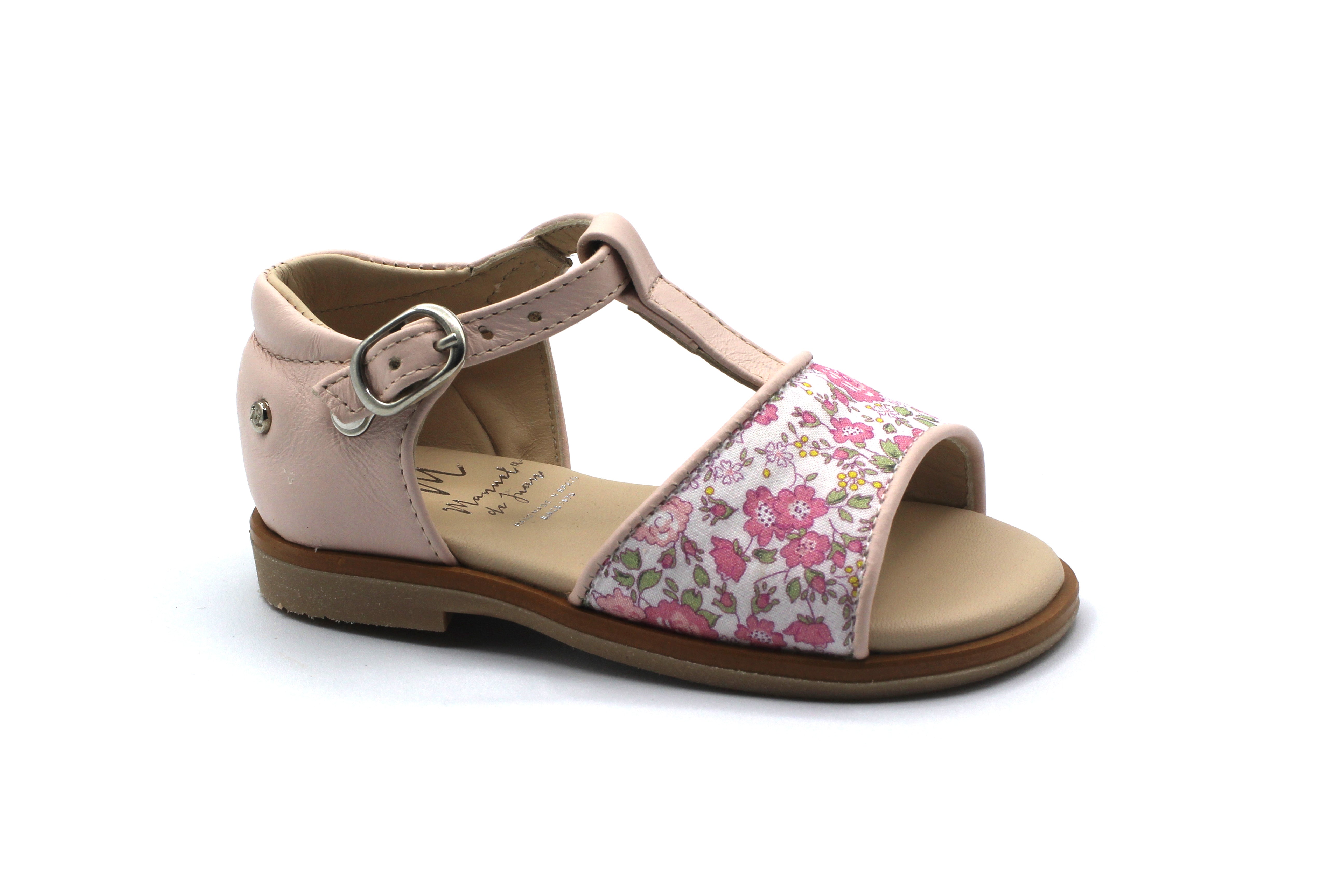 Manuela De Juan Pink Floral T-Strap Sandal
