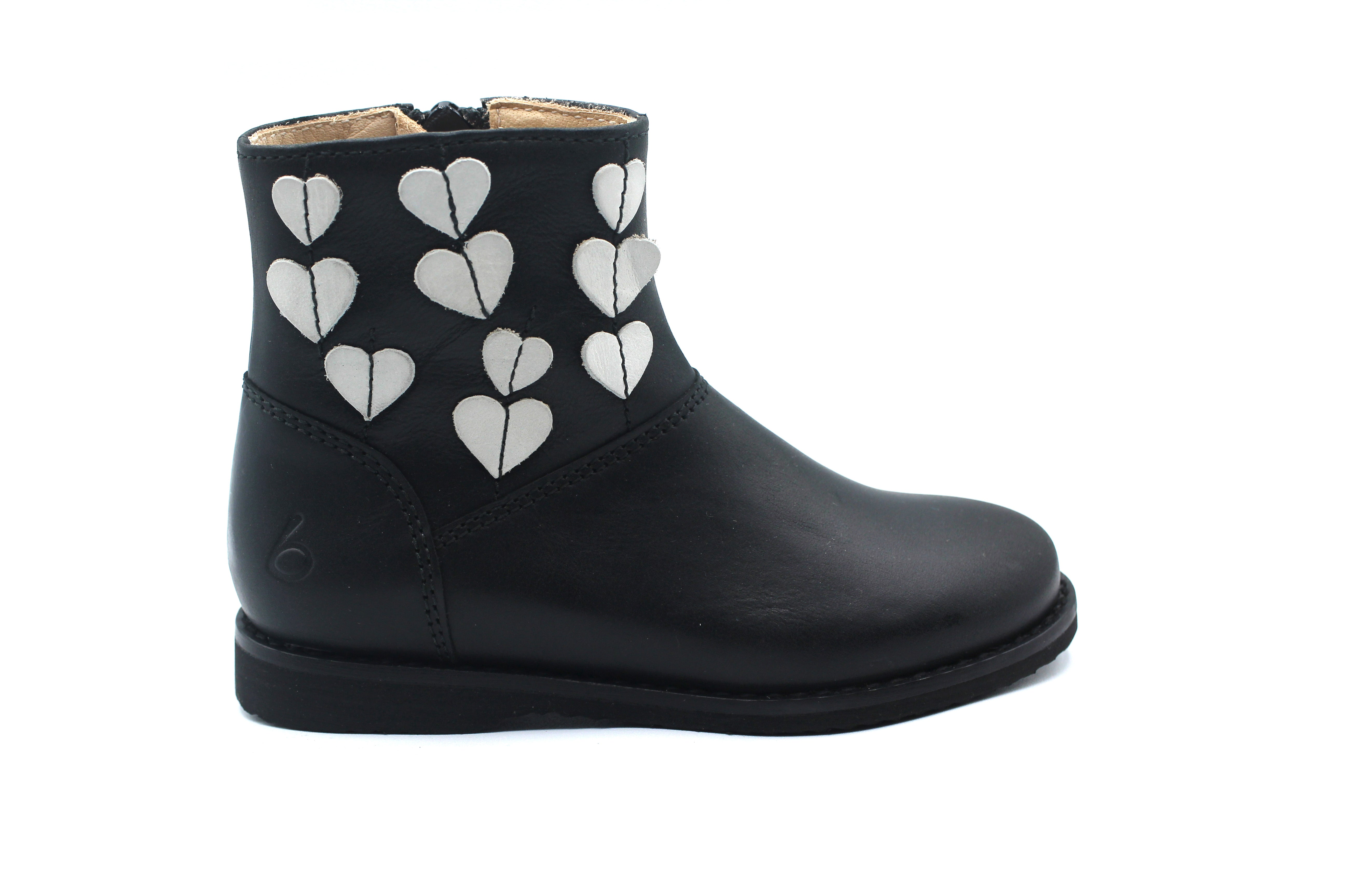 Beberlis Black and White Small Heart Bootie