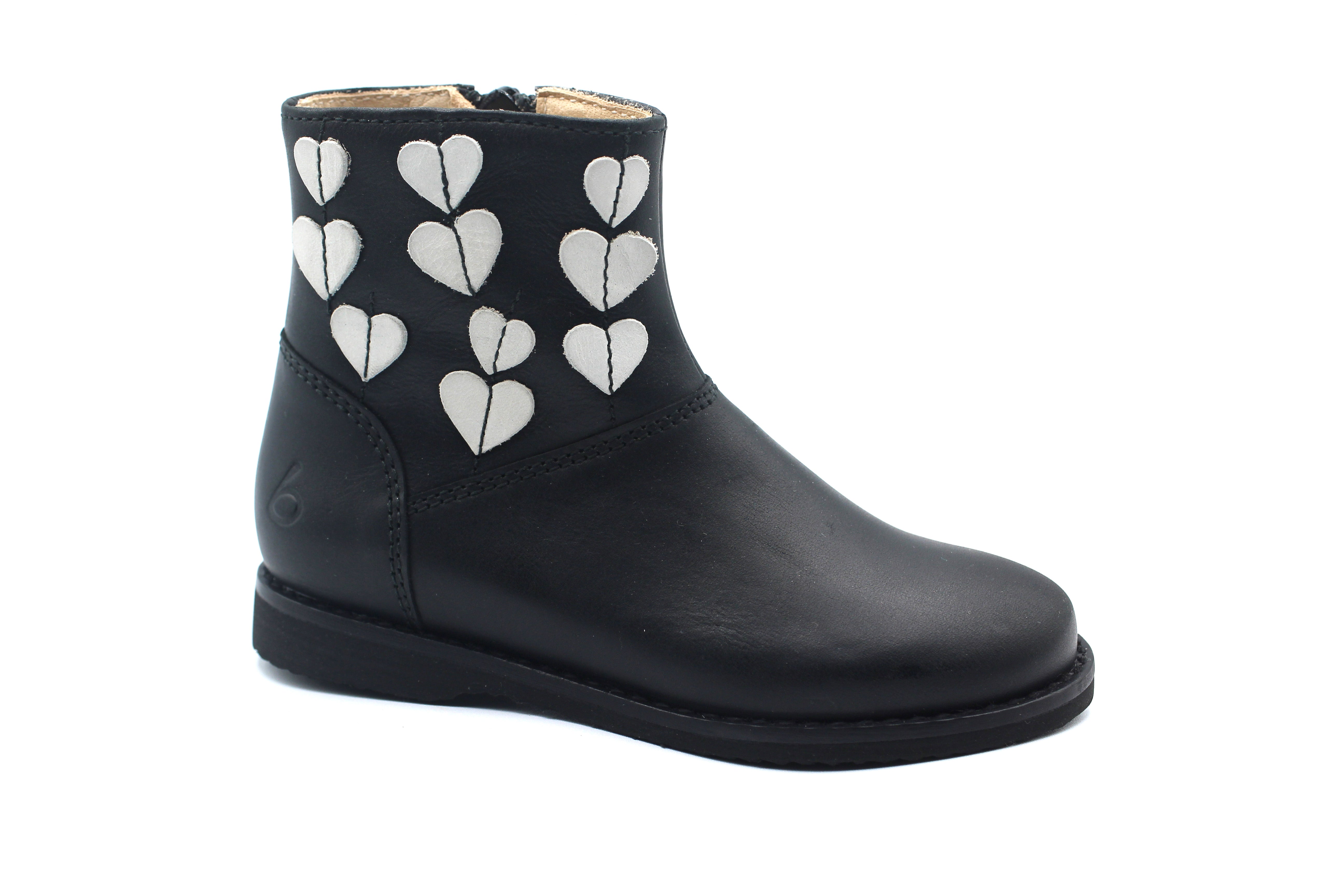 Beberlis Black and White Small Heart Bootie
