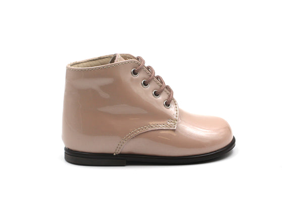 Beberlis Pink Patent Lace-up Baby Bootie