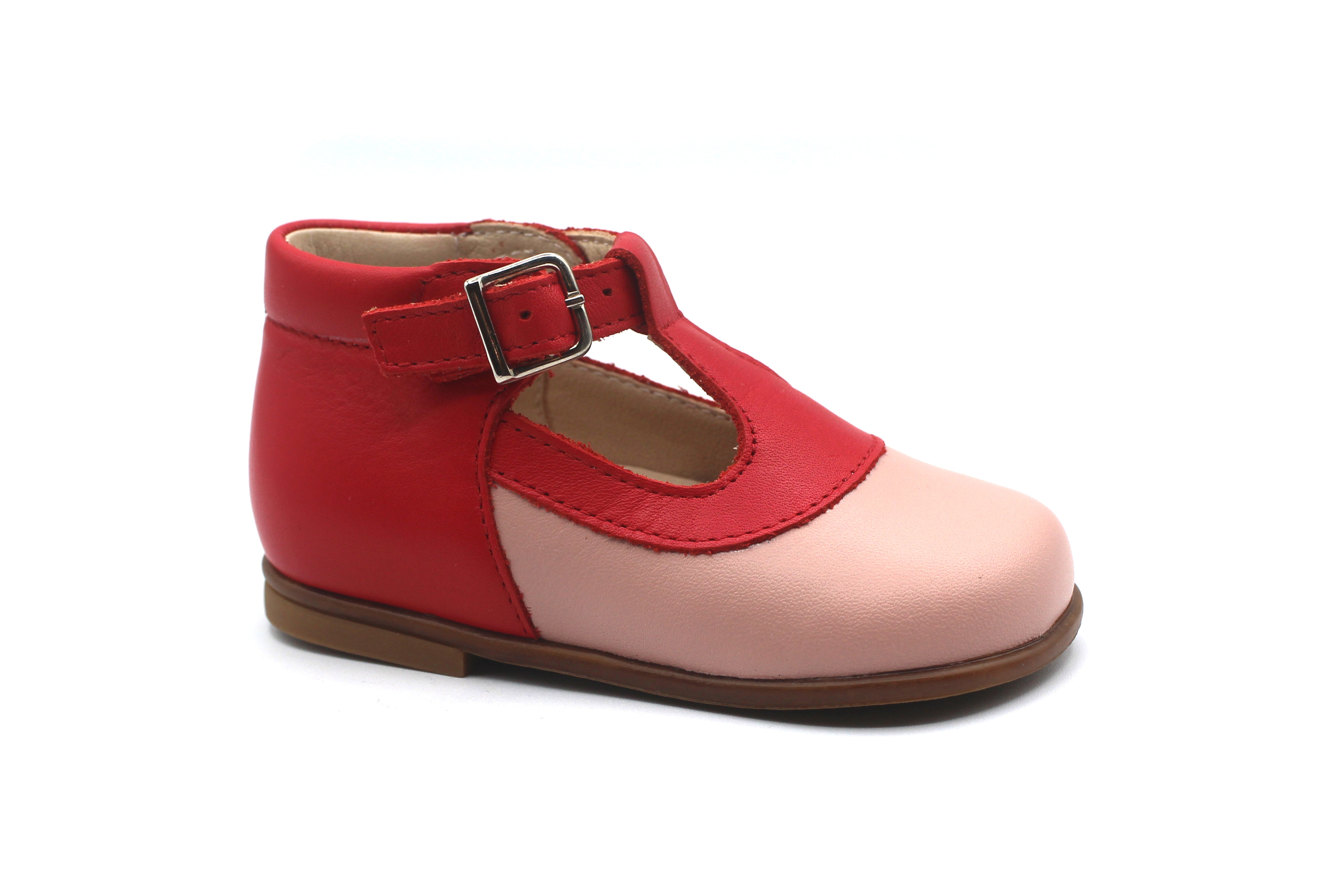 Beberlis Pink and Red Baby T-Strap High Top