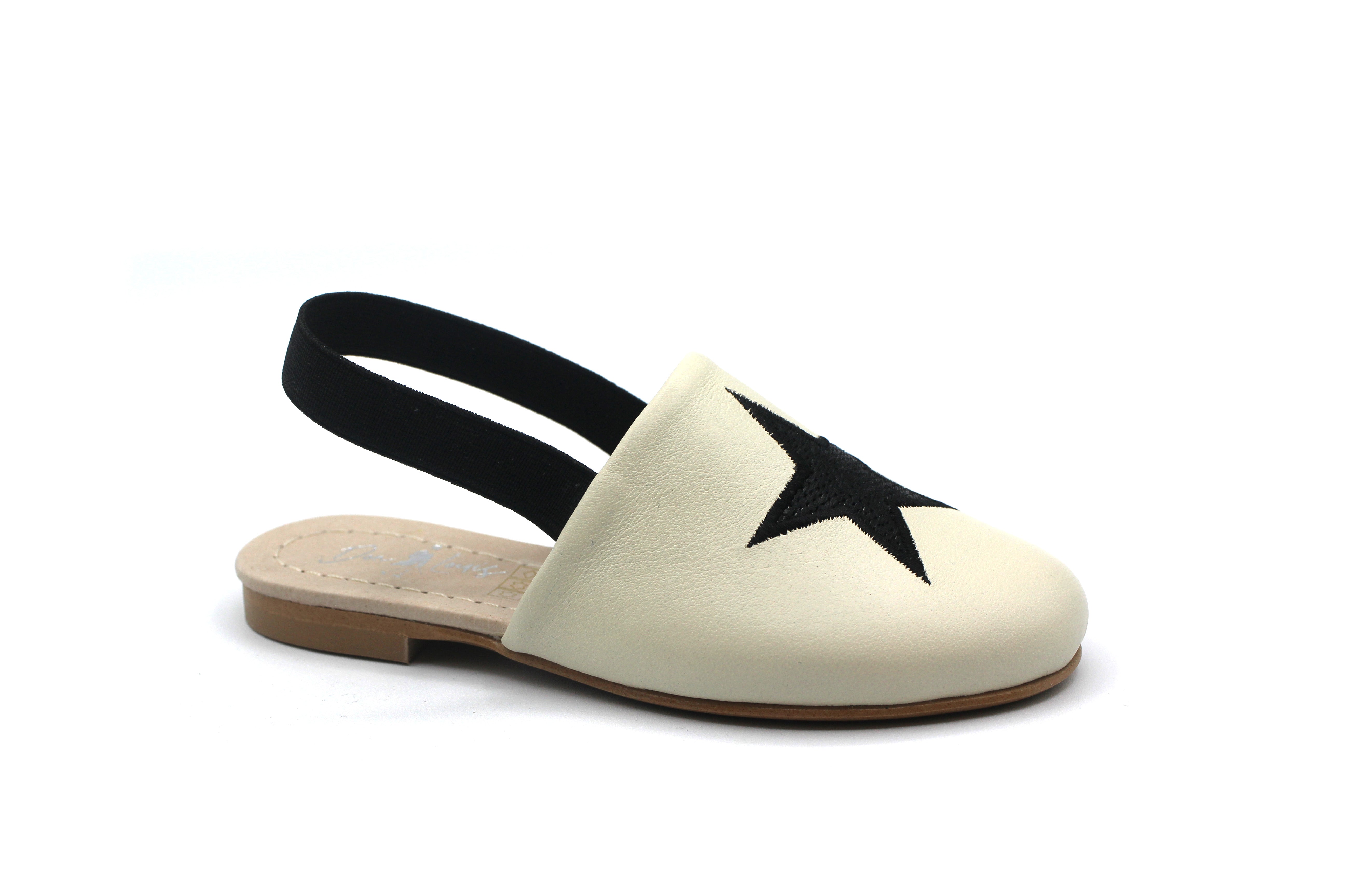 Don Louis Off White and Black Star Sling Back