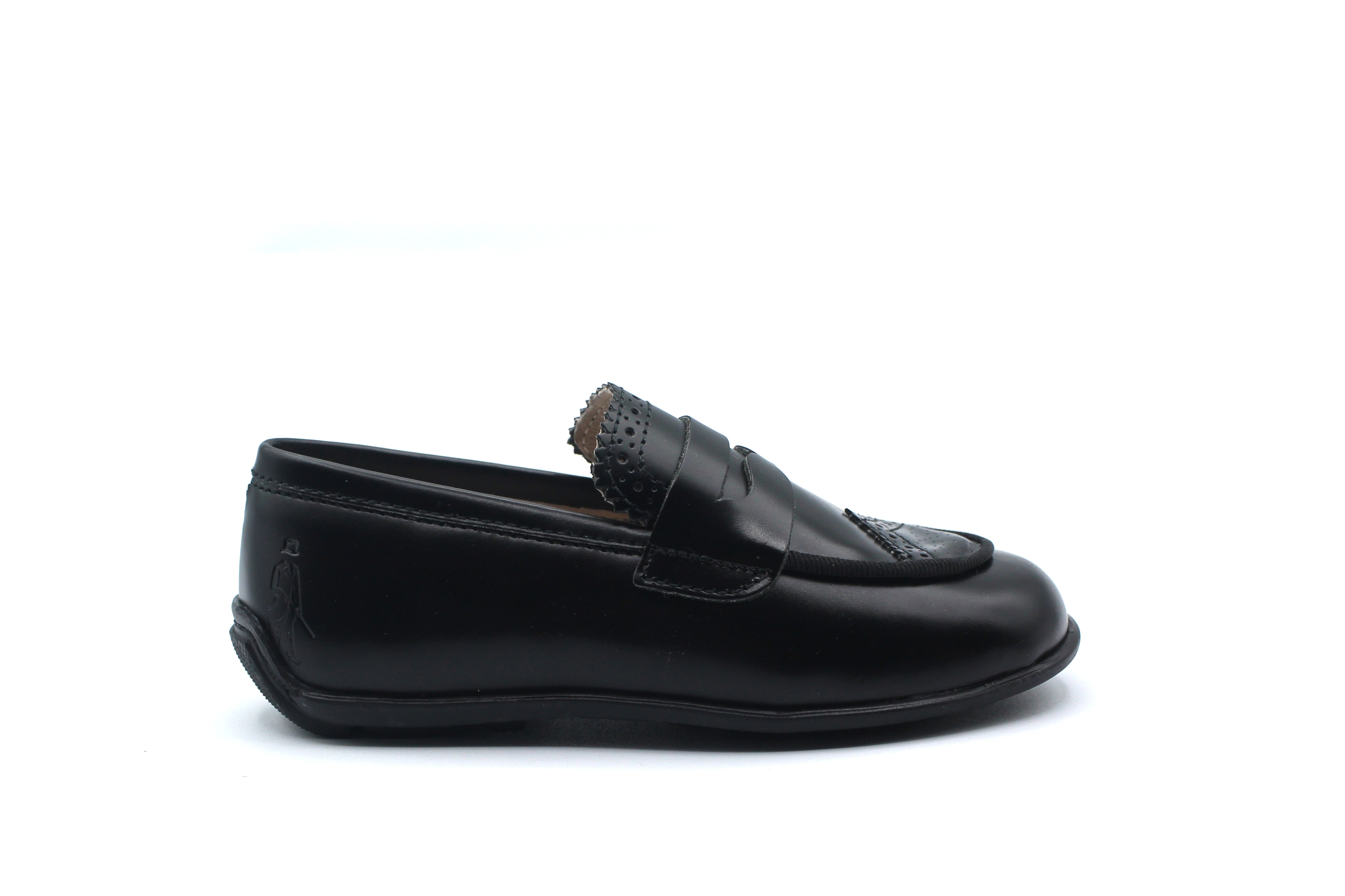 Don Louis Black Patented Leather Wingtip Penny Loafer