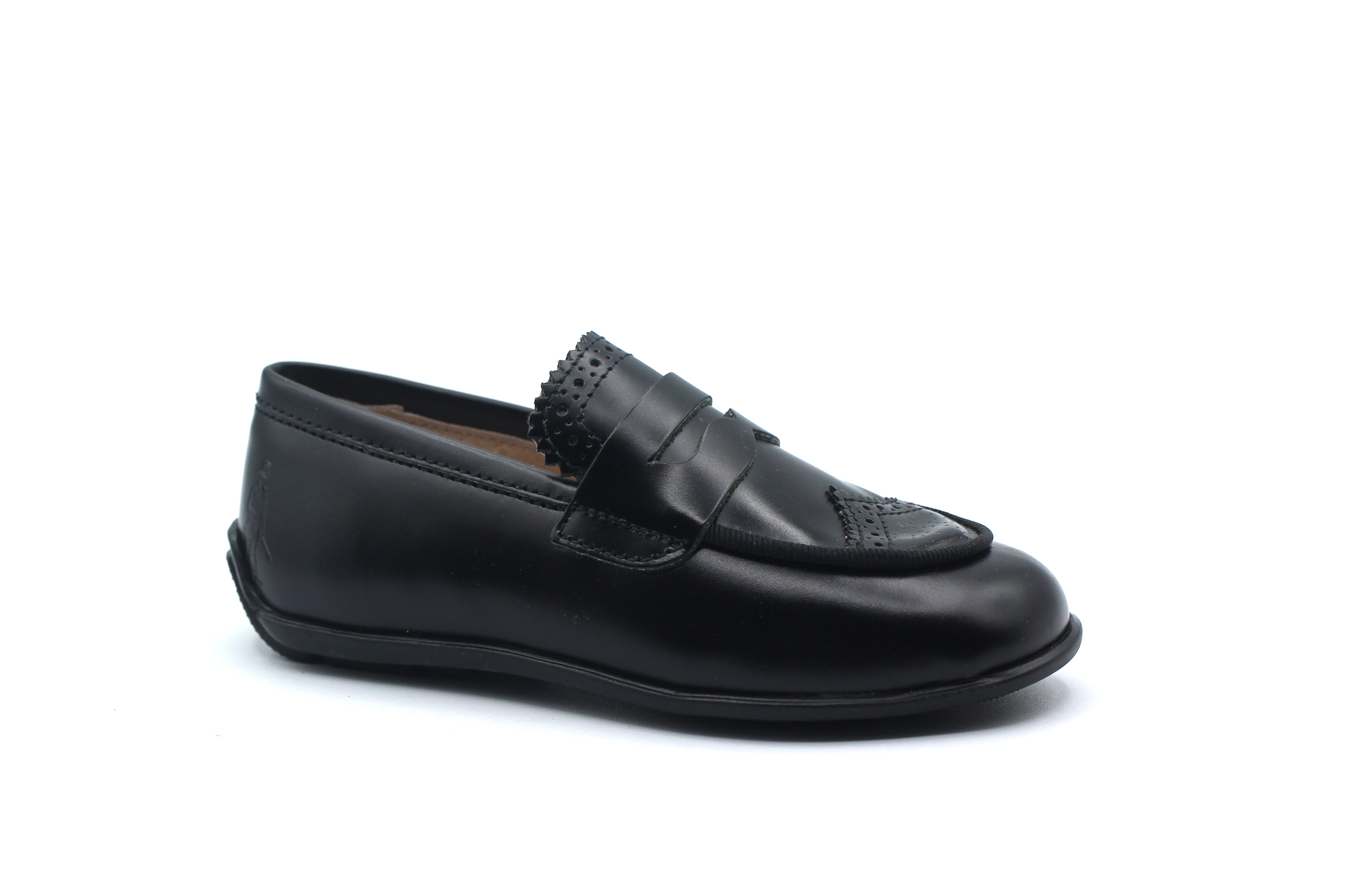 Don Louis Black Patented Leather Wingtip Penny Loafer
