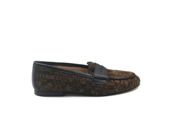 Don Louis Brown Knit Penny Loafer