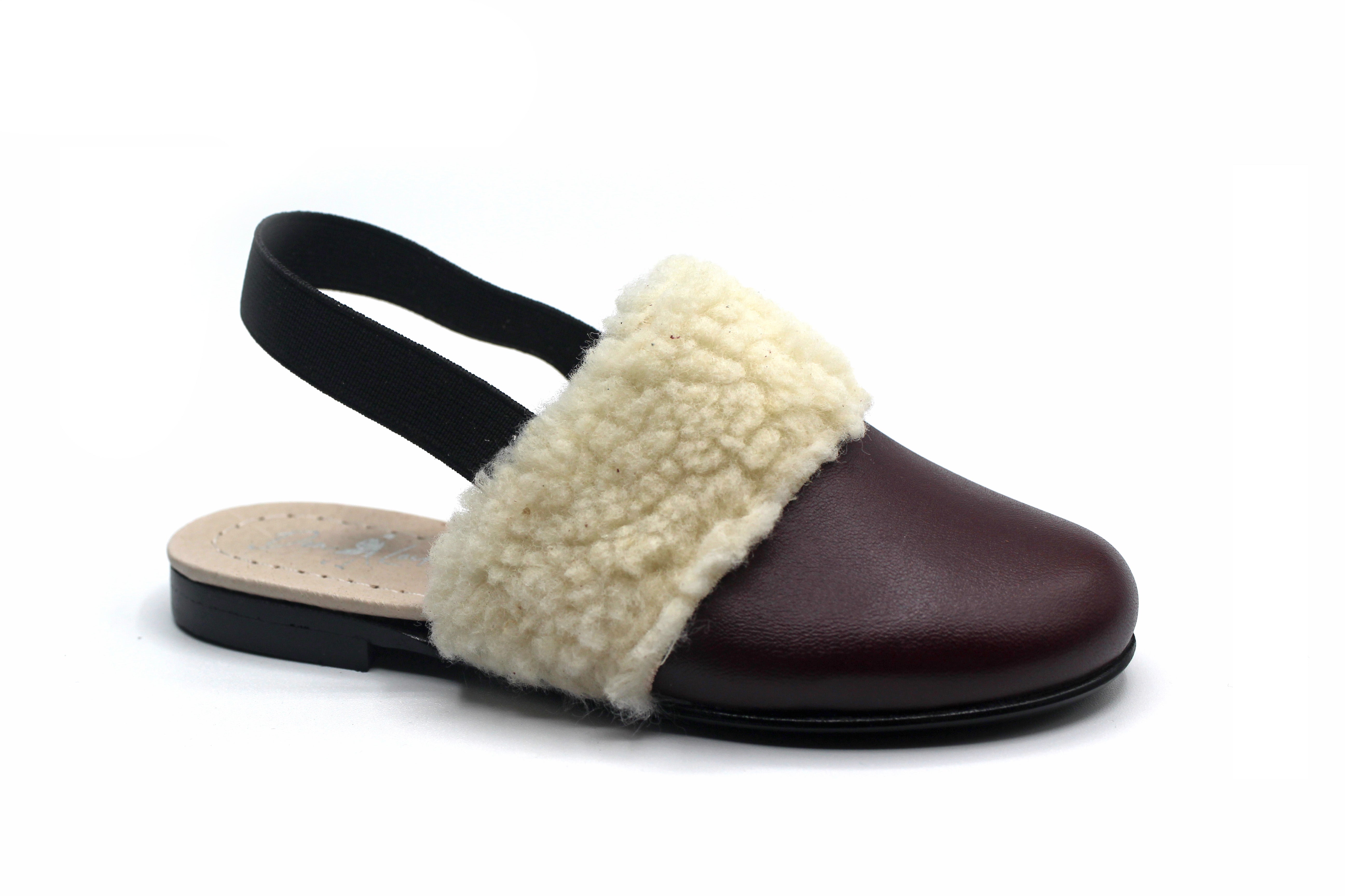 Don Louis Maroon Fur Sling Back