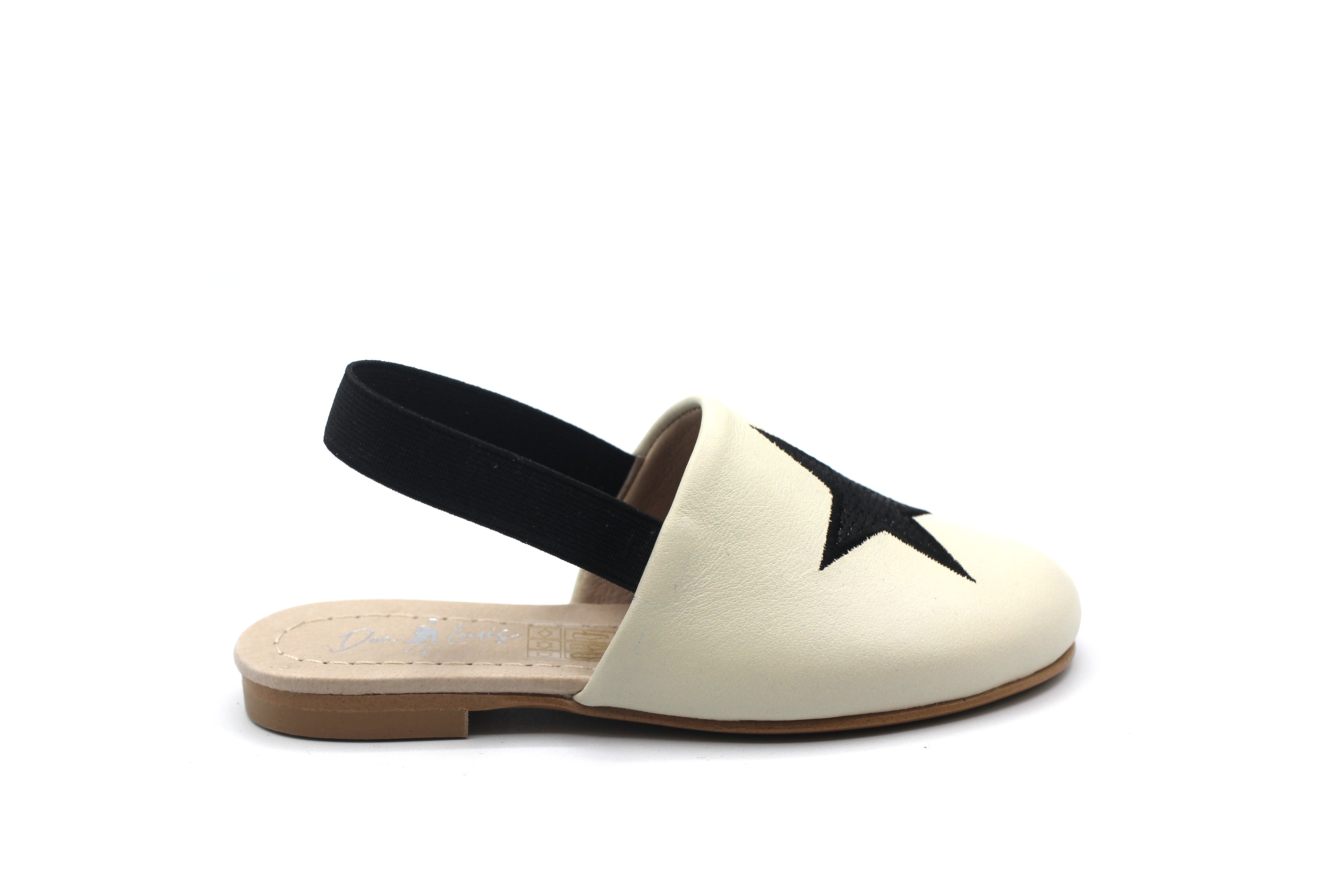 Don Louis Off White and Black Star Sling Back