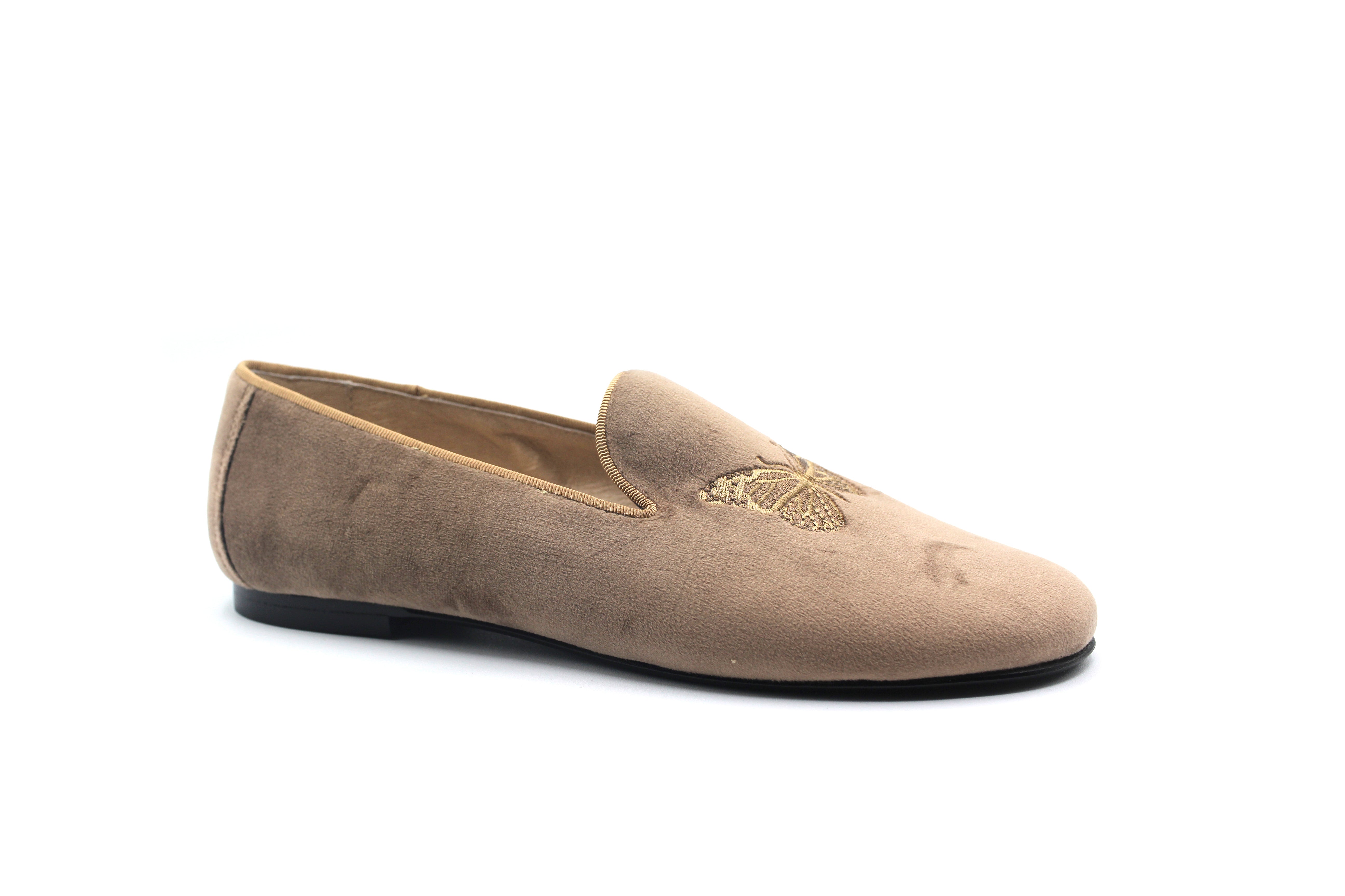Don Louis Taupe Velvet Butterfly Shoe