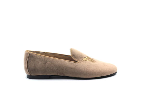 Don Louis Taupe Velvet Butterfly Shoe