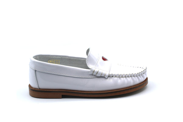 Don Louis White Patent Heart Loafer