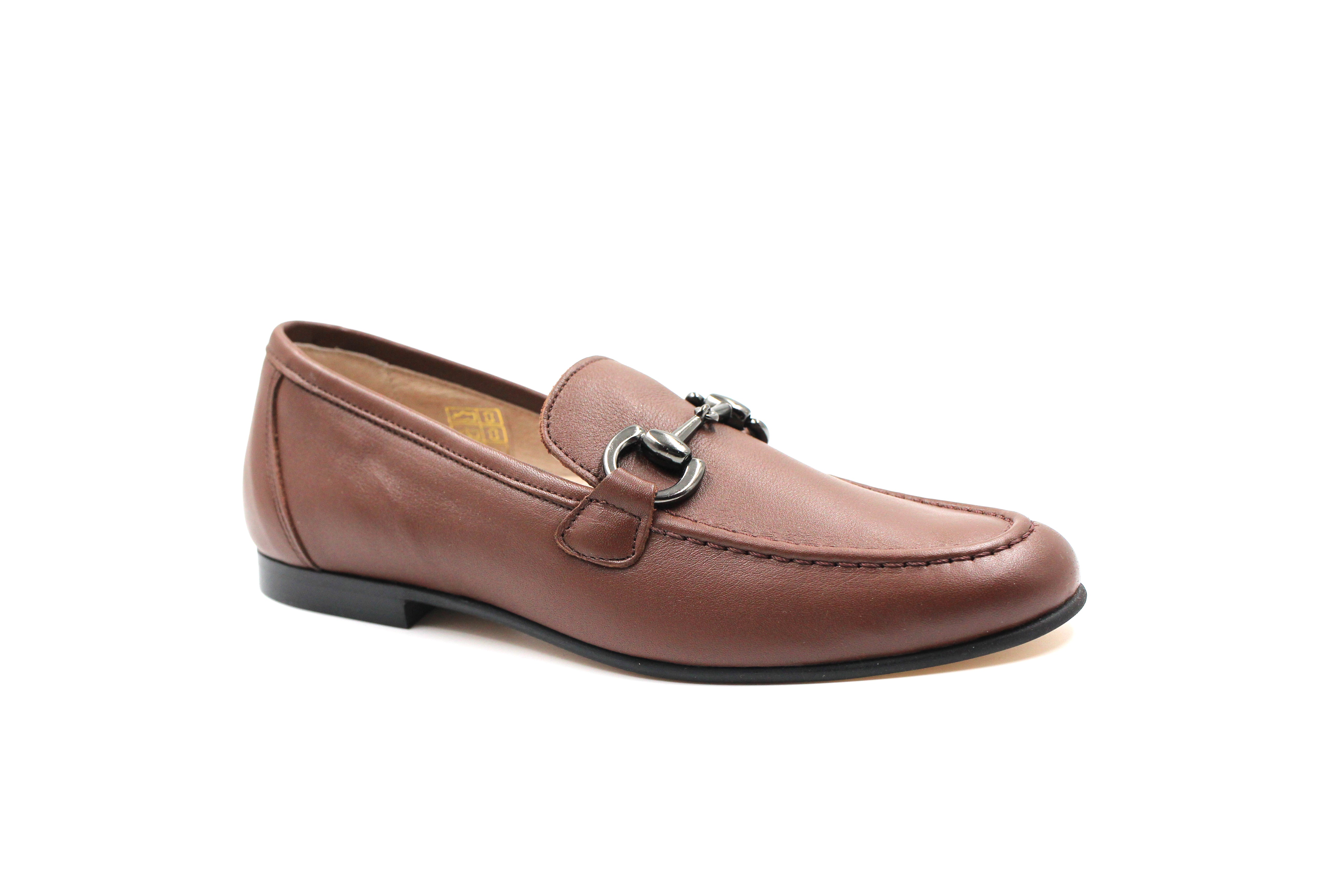 Hoo Brown Leather Buckle Loafer
