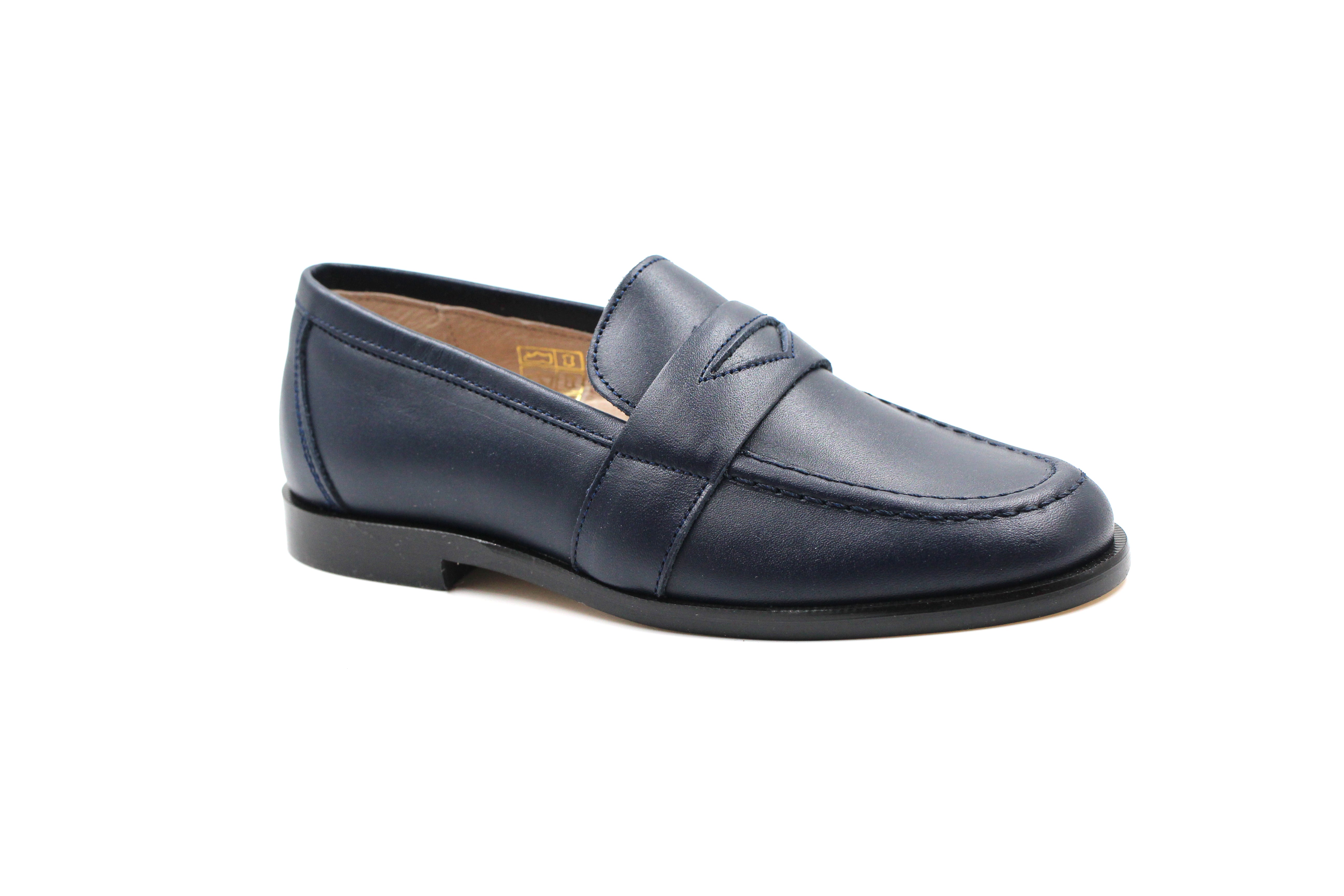 Hoo Navy Leather Penny Loafer