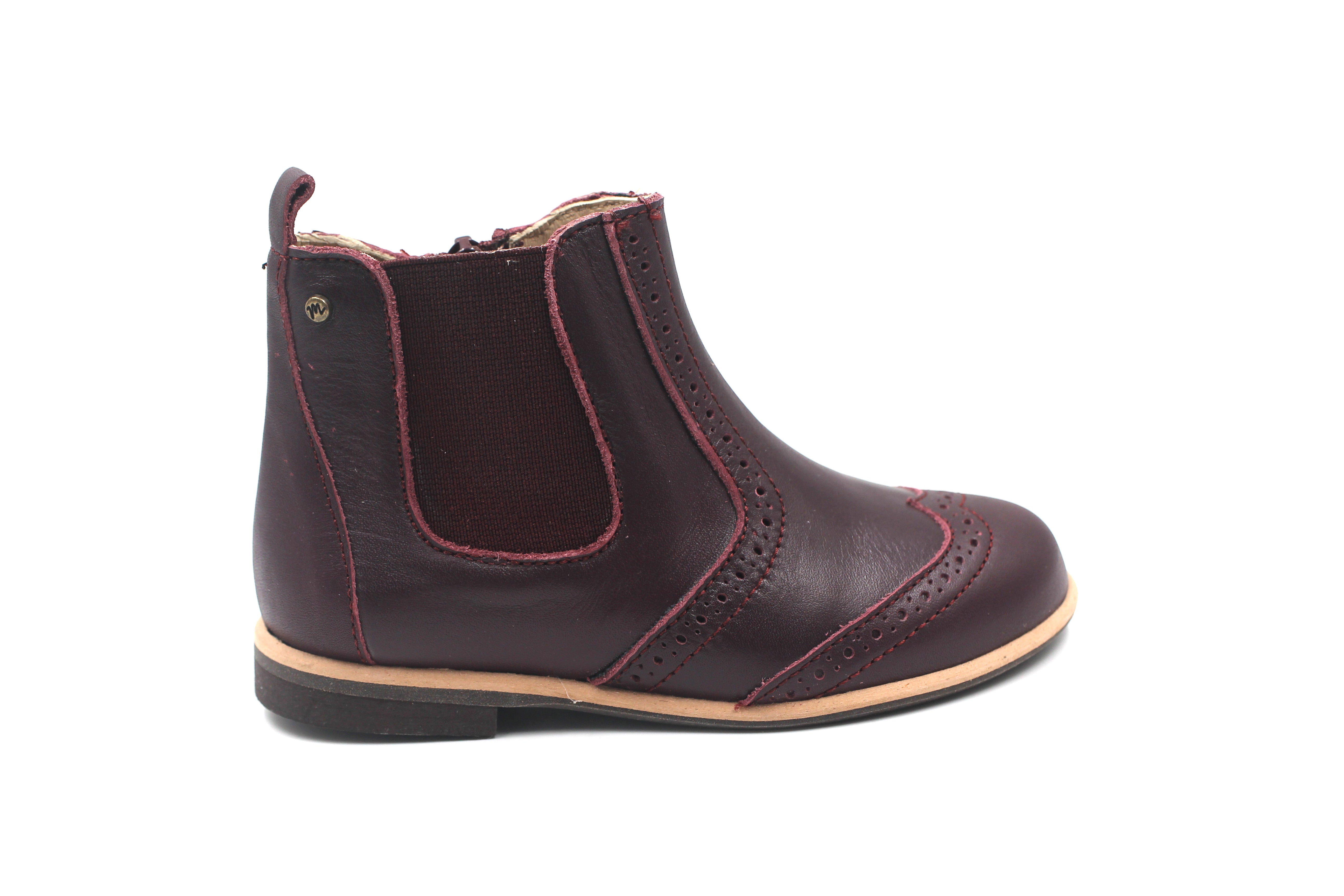 Manuela De Juan Burgundy Wingtip Edith Bootie