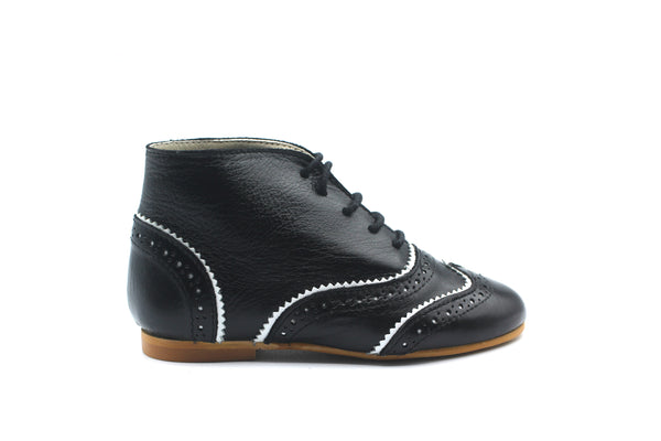 Sonatina Black Wingtip Royal Bootie