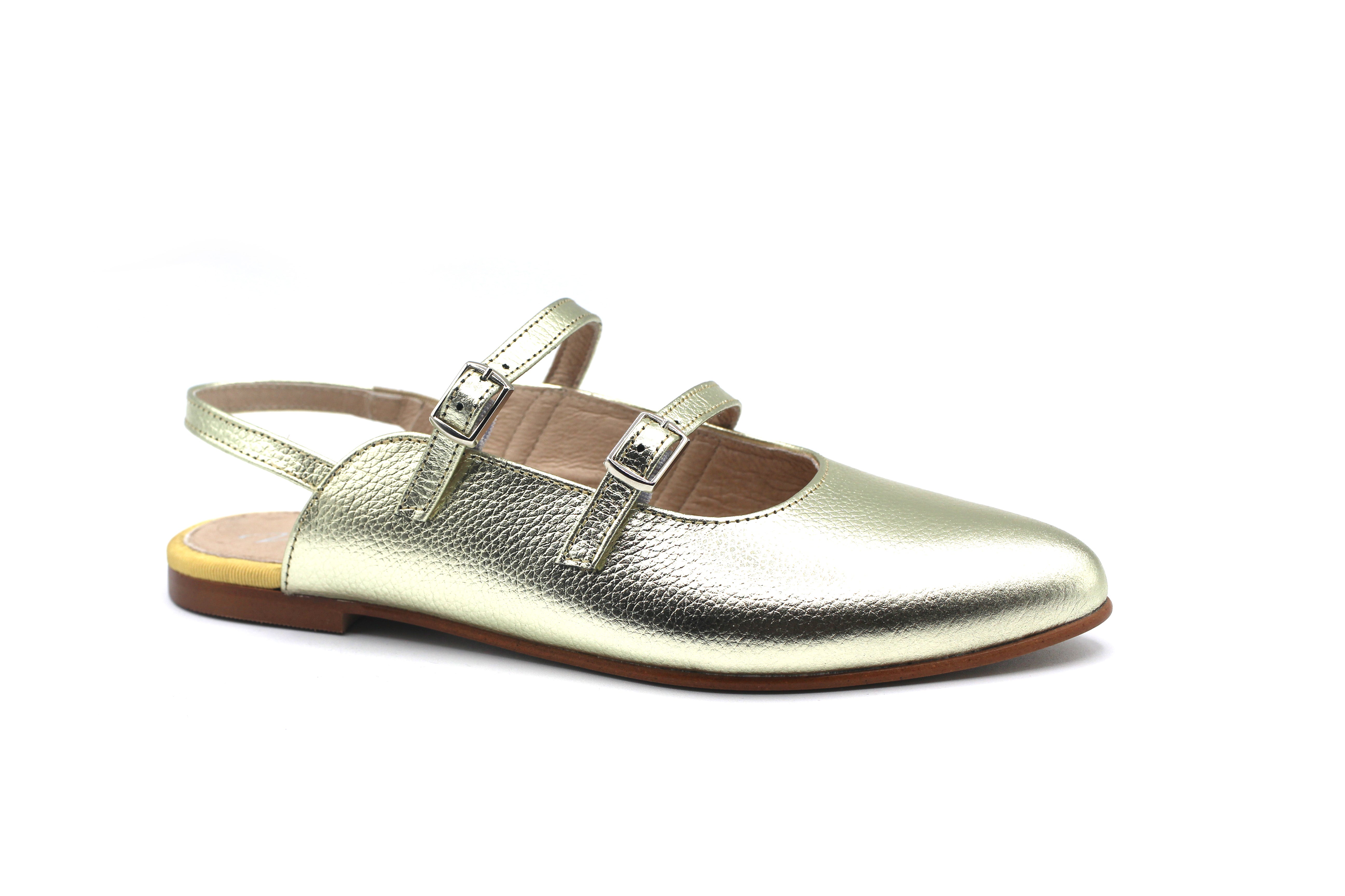 Valencia Chamagne Double Buckle Pointed Mule