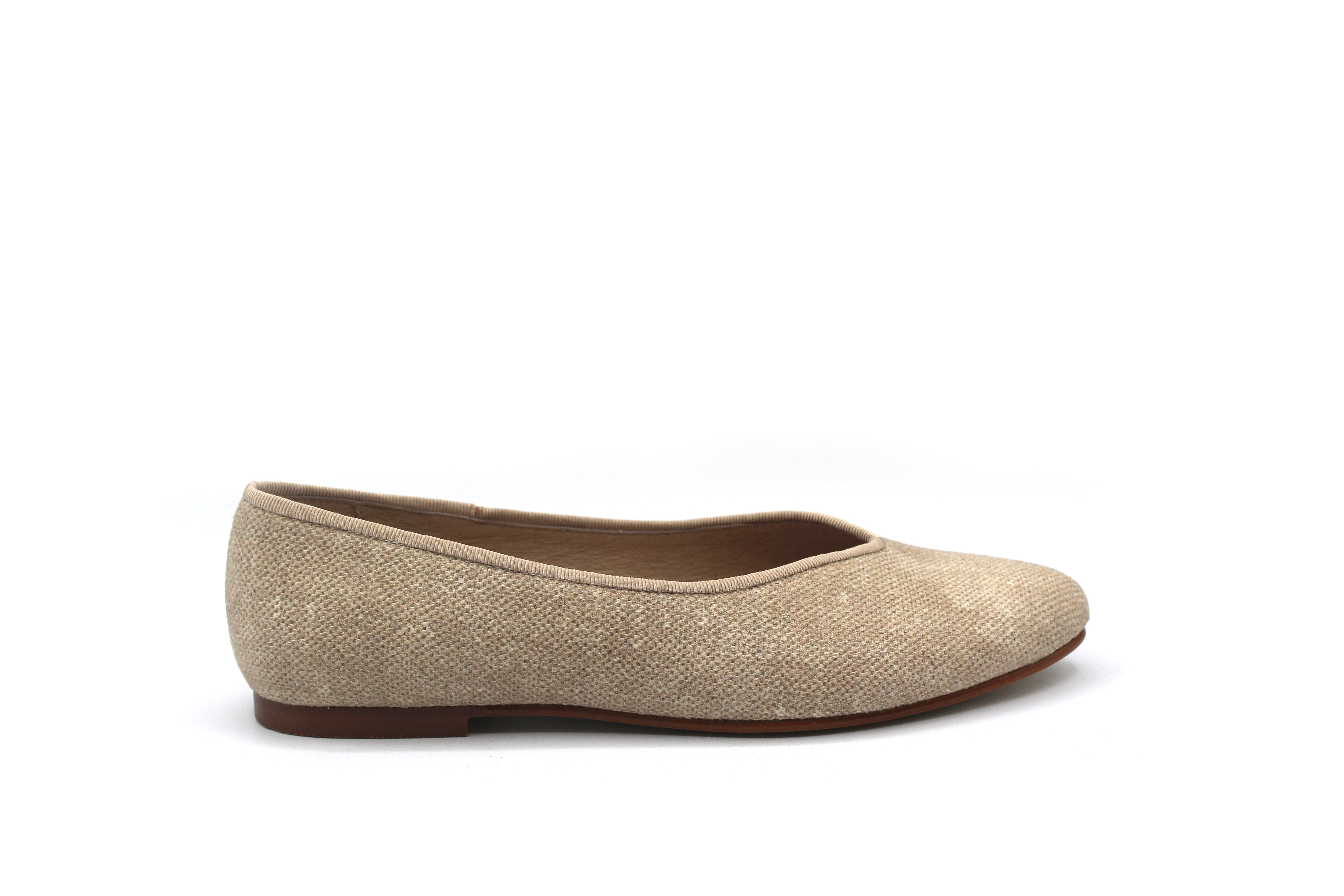 Valencia Linen Pointed Flat