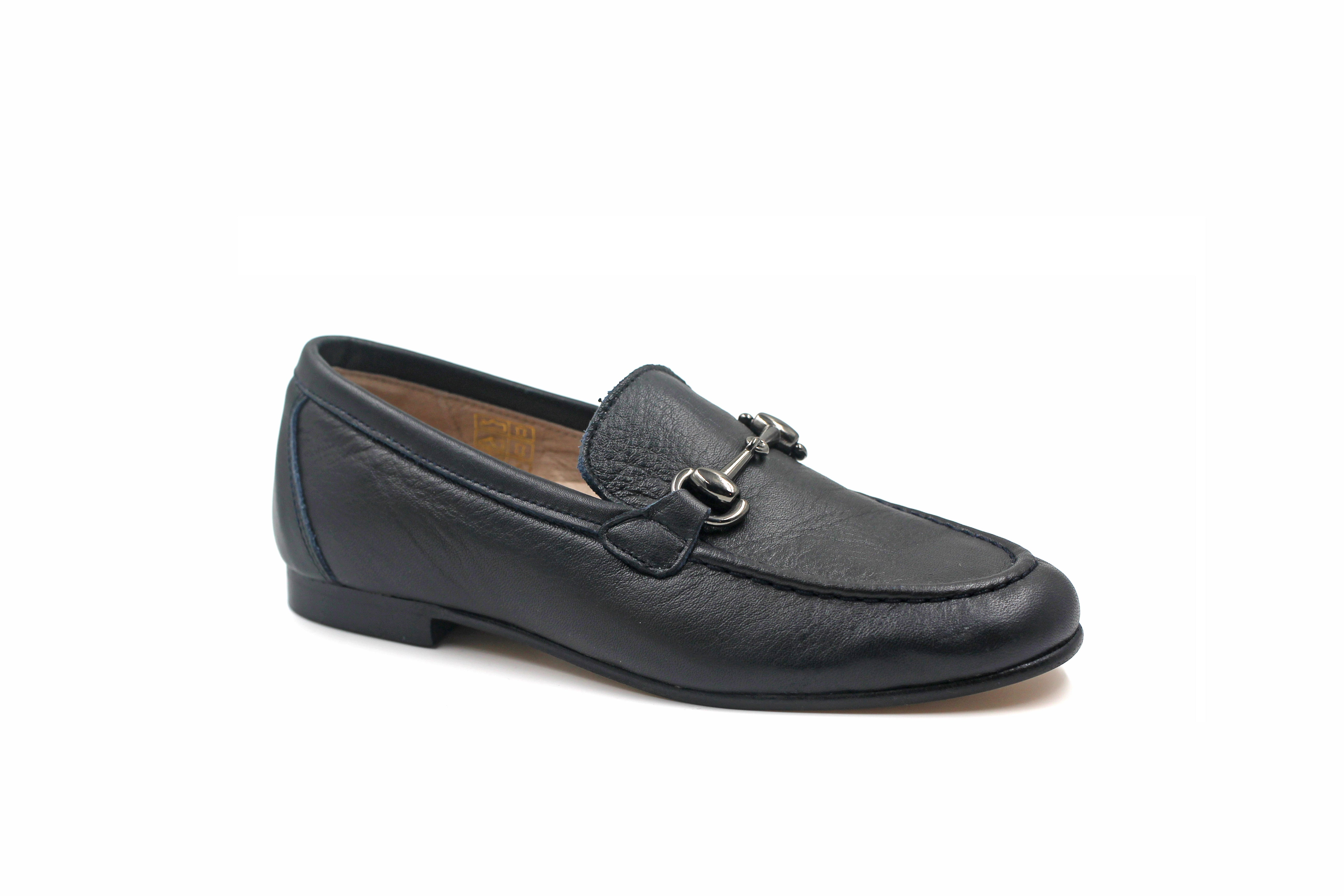 Gravitas Navy Leather Chain Loafer