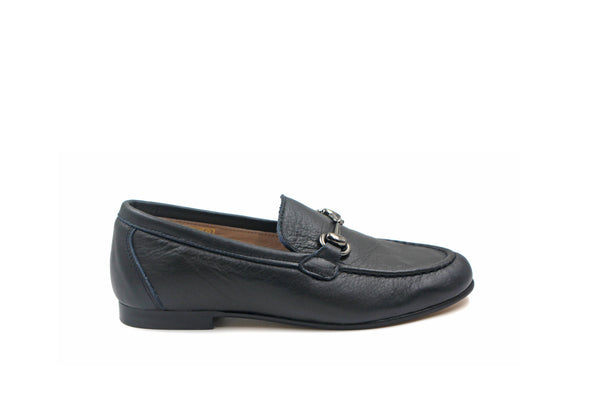 Gravitas Navy Leather Chain Loafer